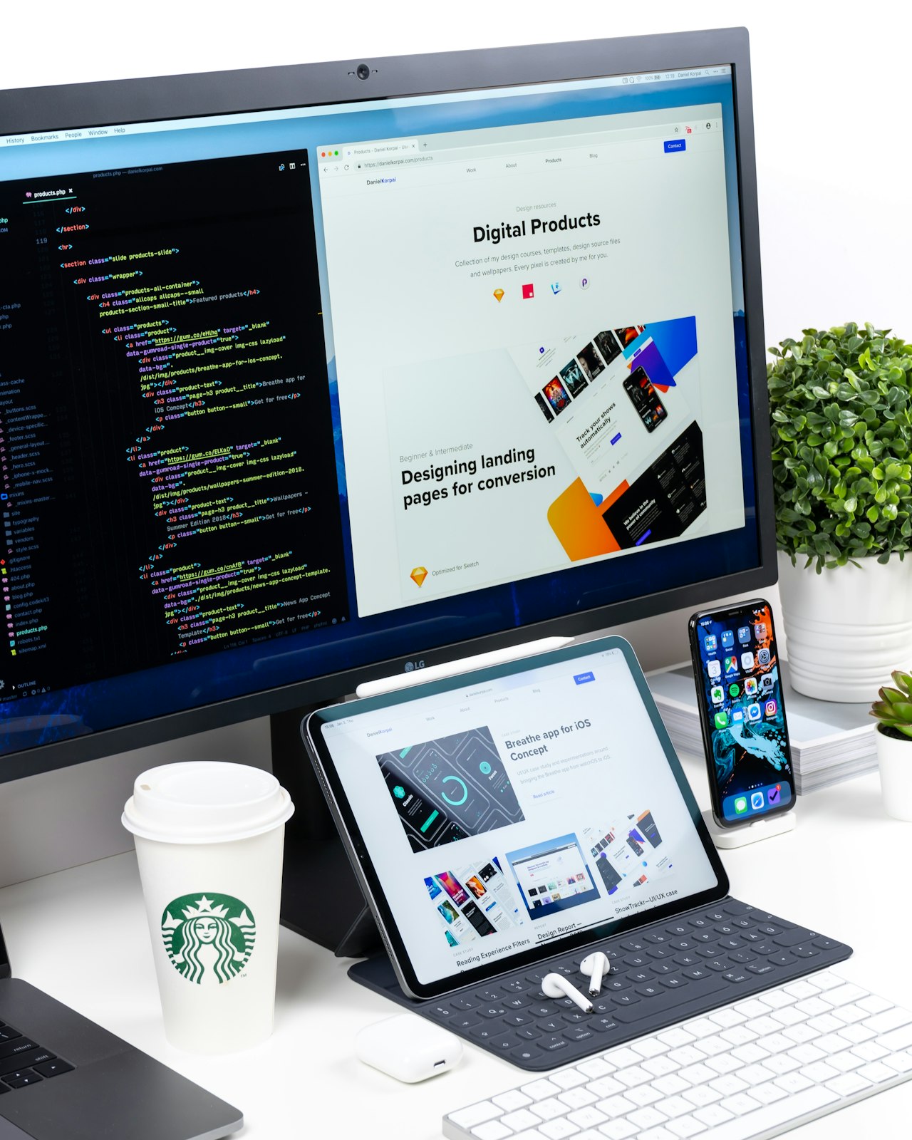 Responsive website displayed on a laptop and phone